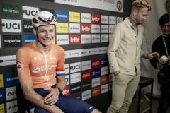A happy Mathieu VAN DER POEL (NED/Alpecin-Deceuninck) at the post-finish interview after the Elite Men’s race at the 3rd UCI Gravel World Championships 2024 - Flanders (BEL)©kramon